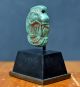 Egyptian Turquoise Faience Amulet,  Bust Of Ram God Khnum And Lotus.  Provenance. Egyptian photo 2