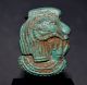 Egyptian Turquoise Faience Amulet,  Bust Of Ram God Khnum And Lotus.  Provenance. Egyptian photo 5