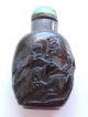 Chinese Agate Bottle “eight Horses” With Turquoise Cap. Chinese photo 1
