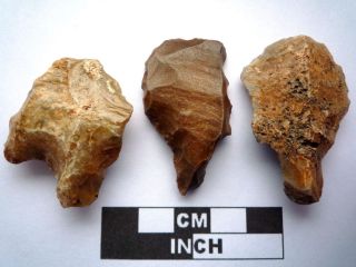 3 X Paleolithic Arrowheads,  Saharan Flint Artifacts - 70,  000 - 30,  000bc (k058) photo