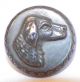 2 Antique Dog Head Picture Buttons Silvertone Metal Victorian 1 Large 1 Small Buttons photo 1