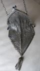 Antique Art Nouveau G Silver Cobalt Blue Jewel Charm Clasp Chain Mail Mesh Purse Art Nouveau photo 1