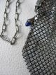 Antique Art Nouveau G Silver Cobalt Blue Jewel Charm Clasp Chain Mail Mesh Purse Art Nouveau photo 4