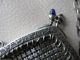 Antique Art Nouveau G Silver Cobalt Blue Jewel Charm Clasp Chain Mail Mesh Purse Art Nouveau photo 7