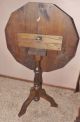 Antique Tilt Top Table Hand Painted Top Signed Dogwood Or Magnolia Flowers Unknown photo 2