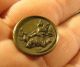 Indian Native American Figure Riding A Horse Antique Brass Picture Button Buttons photo 3