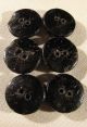 Of 6 Black Glass Thick Decorative 2 Hole Buttons Buttons photo 1