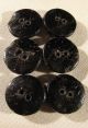 Of 6 Black Glass Thick Decorative 2 Hole Buttons Buttons photo 1