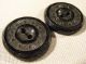 Of 4 Pairs Of 2 Hole Antique Victorian - Art Deco Black Glass Buttons Buttons photo 9