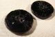 Of 4 Pairs Of 2 Hole Antique Victorian - Art Deco Black Glass Buttons Buttons photo 10