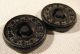 Of 4 Pairs Of 2 Hole Antique Victorian - Art Deco Black Glass Buttons Buttons photo 1