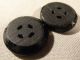 Of 4 Pairs Of 2 Hole Antique Victorian - Art Deco Black Glass Buttons Buttons photo 2