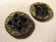 Of 4 Pairs Of 2 Hole Antique Victorian - Art Deco Black Glass Buttons Buttons photo 4