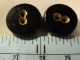 Of 4 Pairs Of 2 Hole Antique Victorian - Art Deco Black Glass Buttons Buttons photo 8