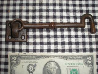 Antique Hand Forged Brass Barn Shed Door Latch Hook Primitive Farm photo