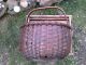 1800s New England Early Hand Woven Splint Gathering Basket Primitives photo 9