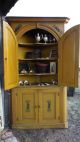 19th Cent.  Mustard Yellow Orig Paint Pine Corner Cupboard Prob.  Pennsylvania 2pc 1800-1899 photo 2