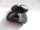 2 Antique Black Glass Bar Buttons Fancy Designs W/ Gold Luster Self Shank Buttons photo 1