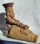 Pre - Columbian Moche Polychrome Ceramic Stirrup Vessel - 600 Ad The Americas photo 1