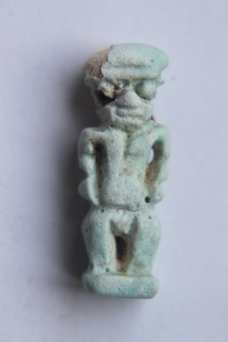 Ancient Egyptian Faience Amulet Double Ptah 30th Dyn 380 Bc photo