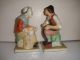 Antique English Staffordshire Bookends Woman Man Shoe Cobbler Figure Figurines photo 1