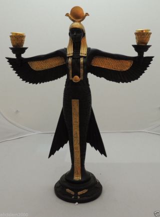 Egyptian Pharaoh Hand Made Candle Holder Statue Figurine,  The Winged Isis photo