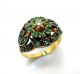 Rose Cut Diamond & Emerald Gold Plated Antique Look Jewelry Ring Size 7.  25 Islamic photo 1