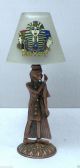 Egyptian Pharaoh Bronze Statue Candle With Pharaoh Glass Shade,  Collectable Egyptian photo 1