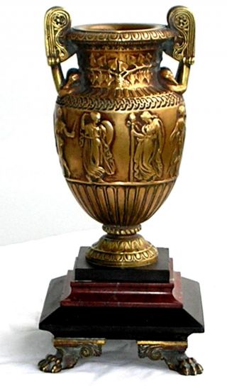 Antique 19th Century French Neo Classical Bronze Urn On Marble +/ - 1850 photo