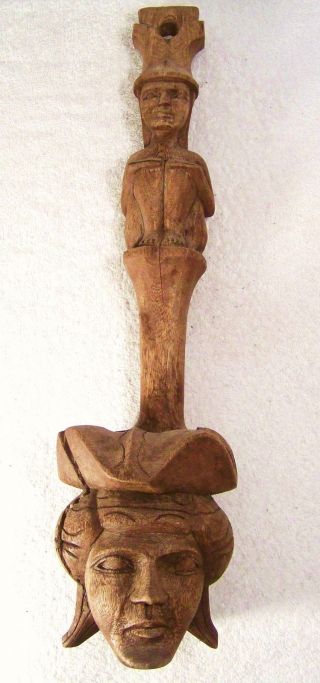 Antique 1940 ' S Wooden Islander Totem Pole Wall Candle Holder - Very Rare,  Great photo