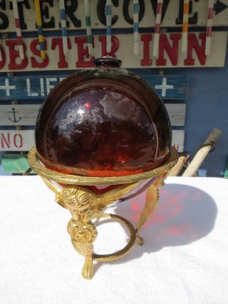6 Inch - 7+1/2 Inch Brass Glass Float Ball Buoy Holder No Ball photo