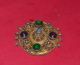 Merovingian?gold Gilded Silver Huge Brooch With Color Stones European photo 2