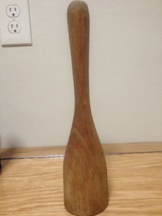 Antique Wooden Pestle 12 1/2 Flat Bottom Wood Primitive Tool Kitchen Drug Store photo