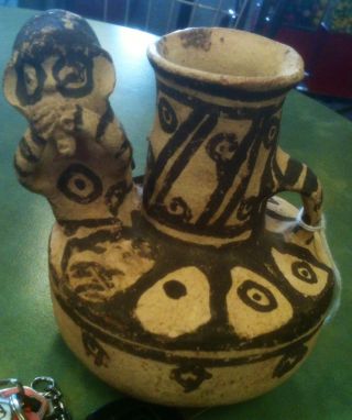 Adorable Pre Columbian Chancay Terracota Monkey Vessel Art Artifact Coa photo