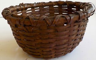 19th Century Woven Circle Splint Basket Magnificent Form Rare Condition photo