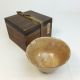 H445: Real Old Japanese Hagi Pottery Ware Tea Bowl With Fantastic Atmosphere Bowls photo 5