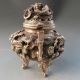 Oriental Ancient Silver Copper Incense Burner W Qianlong Mark & Lid W Dragon Nr Incense Burners photo 5