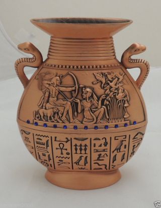 Egyptian,  Ägypten,  Egipto Pharaoh Antique Decorative Vase,  Vintage Brass photo