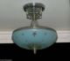 329 Vintage 40s Ceiling Light Lamp Fixture Glass Re - Wired Stars Nautical Blue Chandeliers, Fixtures, Sconces photo 3