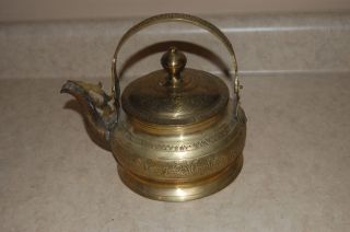 Antique Brass Teapot - Heavy Engraved Designs photo