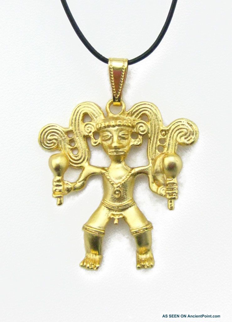 Across The Puddle 24k Gp Pre - Columbian Collectible Musician With Maracas Pendant The Americas photo