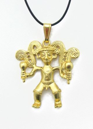 Across The Puddle 24k Gp Pre - Columbian Collectible Musician With Maracas Pendant photo