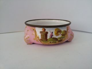 Antique 18th Century French Enameled Pink Trinket Bowl photo