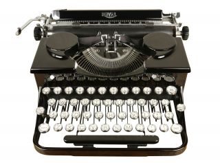 Vintage 1930s Royal Portable Typewriter,  Glossy Black,  Refurbished,  Look photo