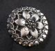 Knock Your Socks Off Large Modern Black Glass Button With Silver Luster Floral Buttons photo 1
