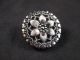 Knock Your Socks Off Large Modern Black Glass Button With Silver Luster Floral Buttons photo 3