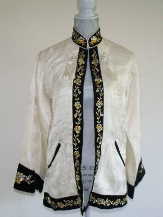Vintage White Mount Antelope Chinese Embroidery Coat Robe Jacket photo