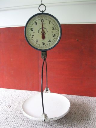 Antique Penn Scale Mfg Co 2 - Sided Spring Balance Store Hanging Scale W/tray,  Pa photo