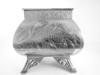 Antique Victorian Silver Plate Hartford Co.  Quadruple Vase Carving Leggy photo