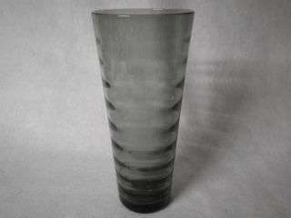 Vintage Mid Century Modern Glass Vase Smoke Colored & Internal Ring Pattern photo